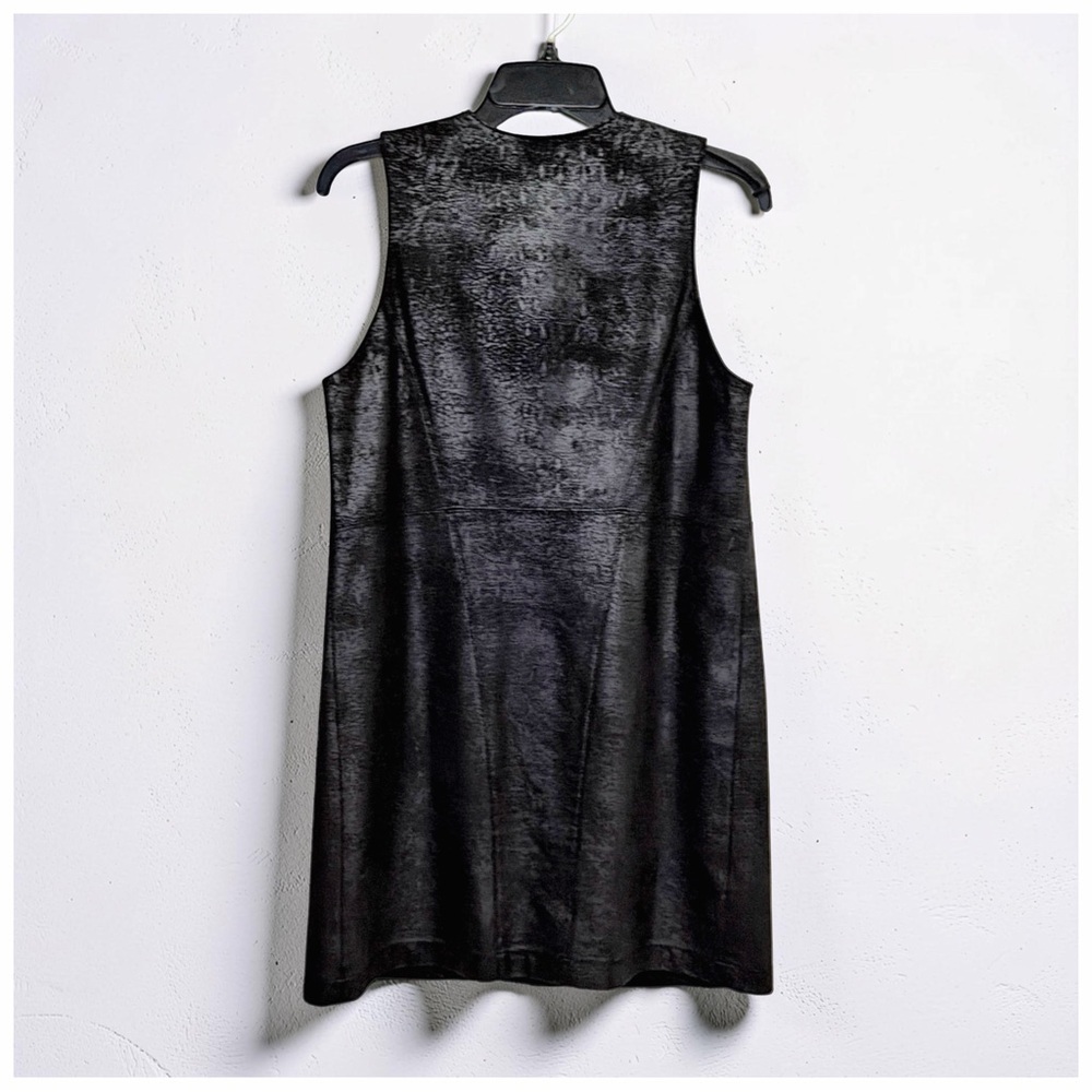 Lauren Vidal Black Textured Zip Front Sleeveless Dress |Minimalist | Luxe | S - Picture 10 of 11